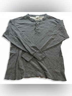 LL Bean River Driver’s Shirt Large Gray Wool Blend Henley Long Sleeve Outdoor